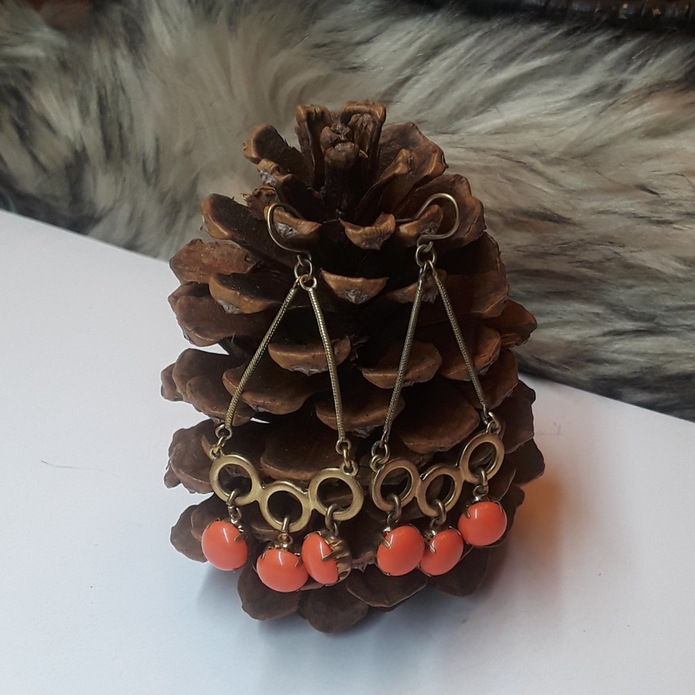 Gold and coral earrings